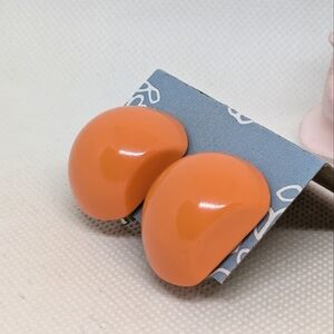 Vintage Burnt Orange Chunky Thermoset Plastic Clip Earrings Mid-century Bohemian